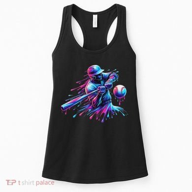 Baseball Player Drip Baseball Ice Cream Watercolor Women's Tank Top