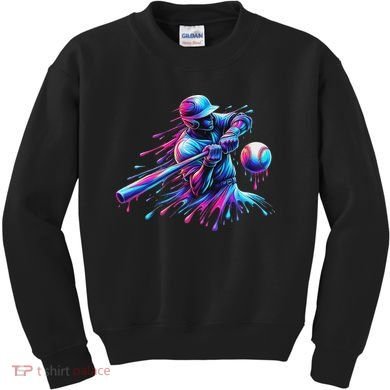 Baseball Player Drip Baseball Ice Cream Watercolor Kids Sweatshirt