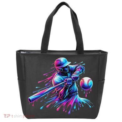 Baseball Player Drip Baseball Ice Cream Watercolor Tote Bag