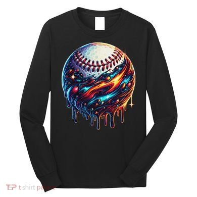 Baseball Planet Drip Baseball Drip Baseball Ice Cream Drip Long Sleeve Shirt