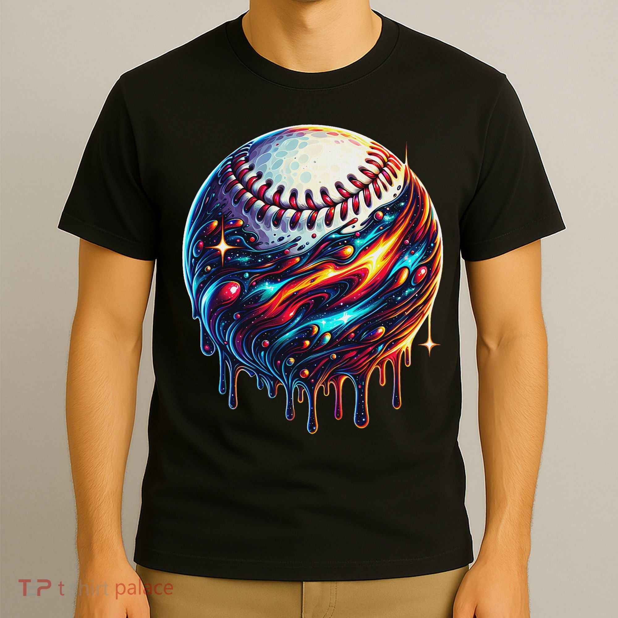 Baseball Planet Drip Baseball Drip Baseball Ice Cream Drip T-Shirt