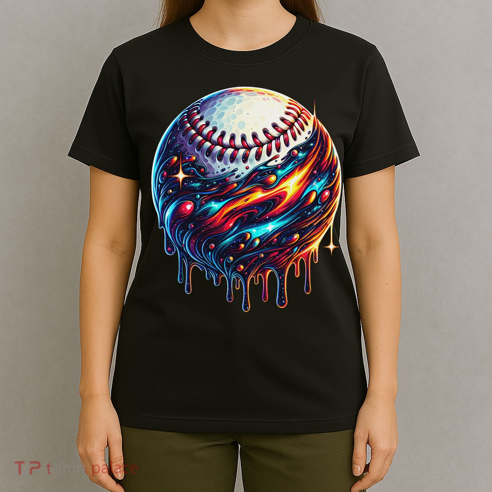 Baseball Planet Drip Baseball Drip Baseball Ice Cream Drip T-Shirt