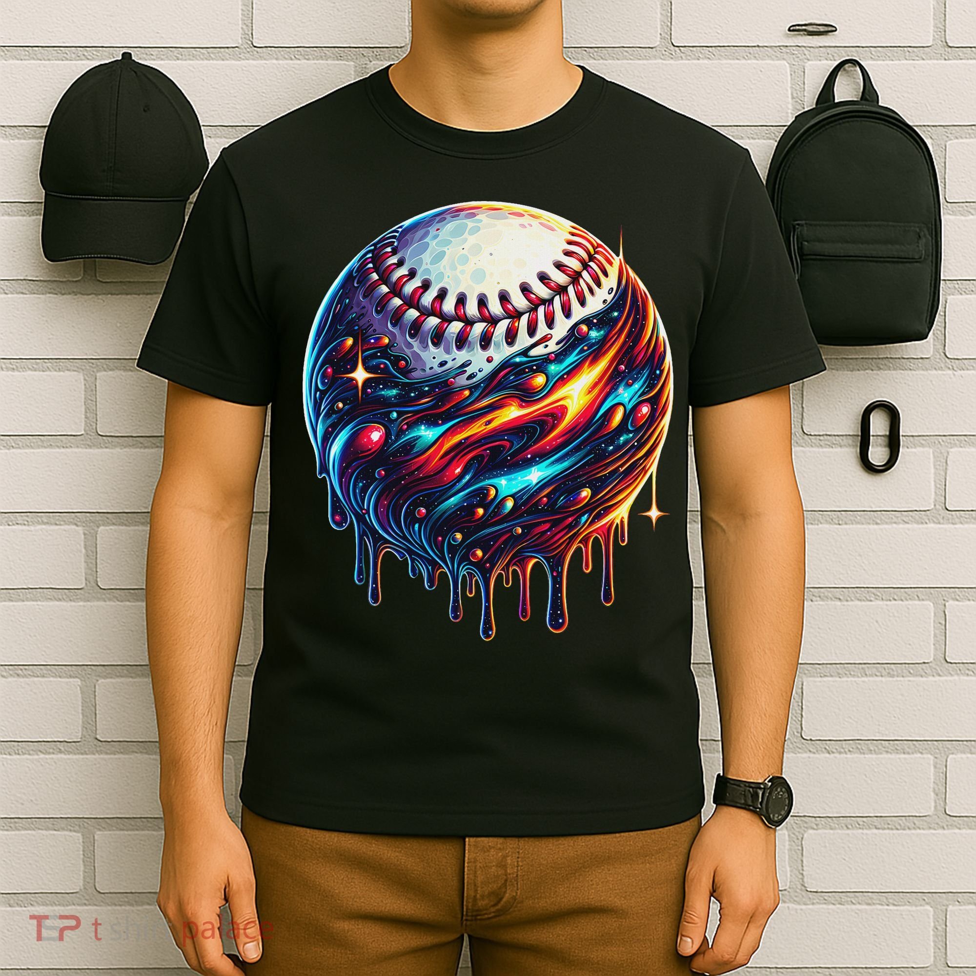 Baseball Planet Drip Baseball Drip Baseball Ice Cream Drip T-Shirt