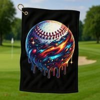Baseball Planet Drip Baseball Drip Baseball Ice Cream Drip Golf Towel thumb 1