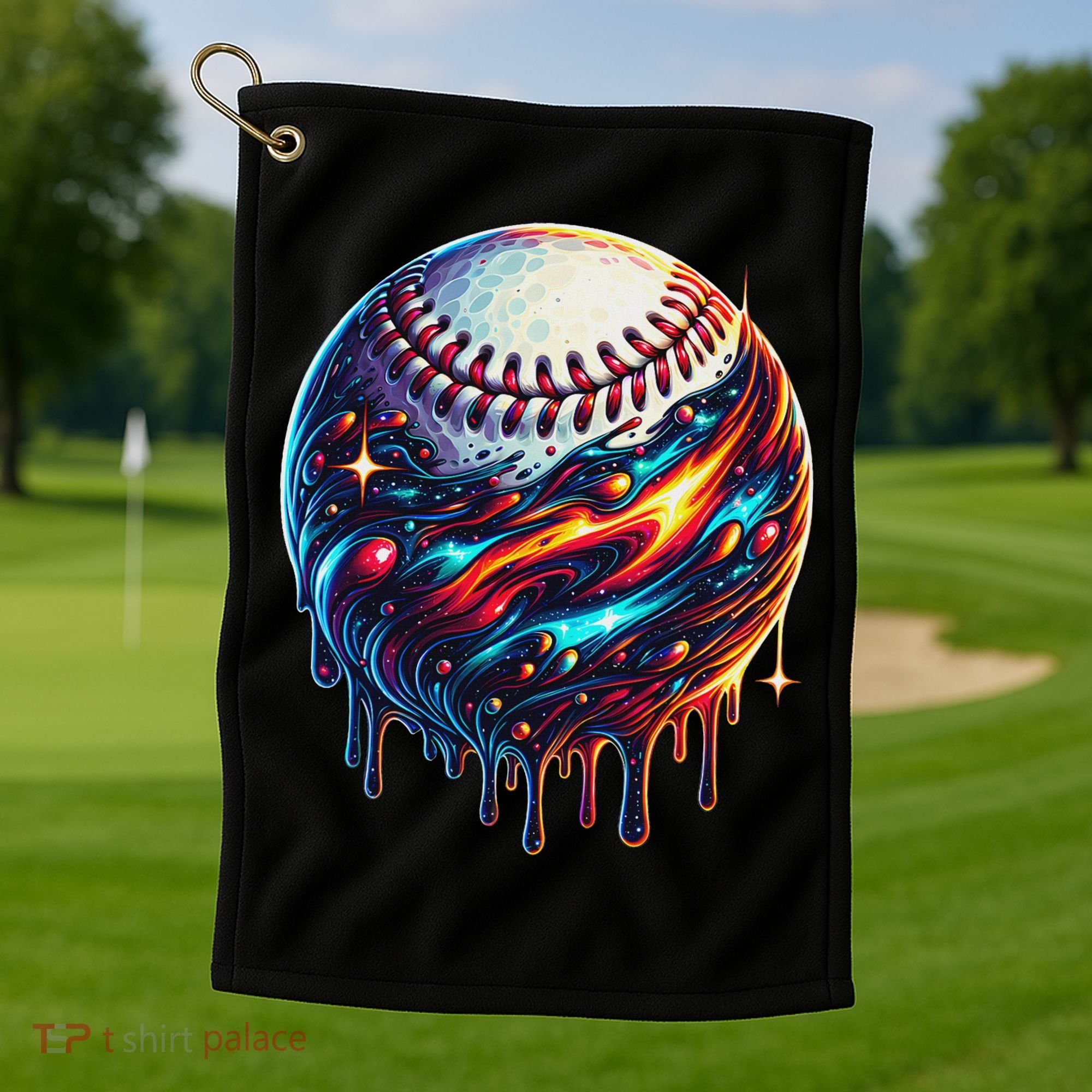 Baseball Planet Drip Baseball Drip Baseball Ice Cream Drip Golf Towel