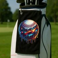 Baseball Planet Drip Baseball Drip Baseball Ice Cream Drip Golf Towel thumb 2