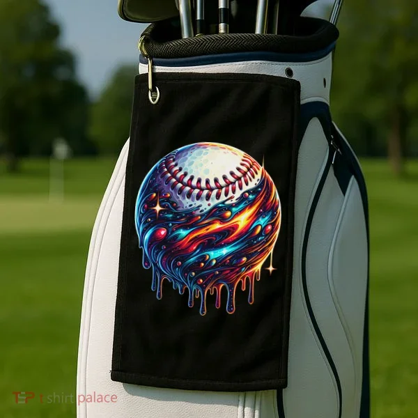 Baseball Planet Drip Baseball Drip Baseball Ice Cream Drip Golf Towel