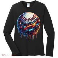 Baseball Planet Drip Baseball Drip Baseball Ice Cream Drip Women's Long Sleeve Shirt thumb 0