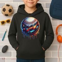 Baseball Planet Drip Baseball Drip Baseball Ice Cream Drip Kids Hoodie thumb 2