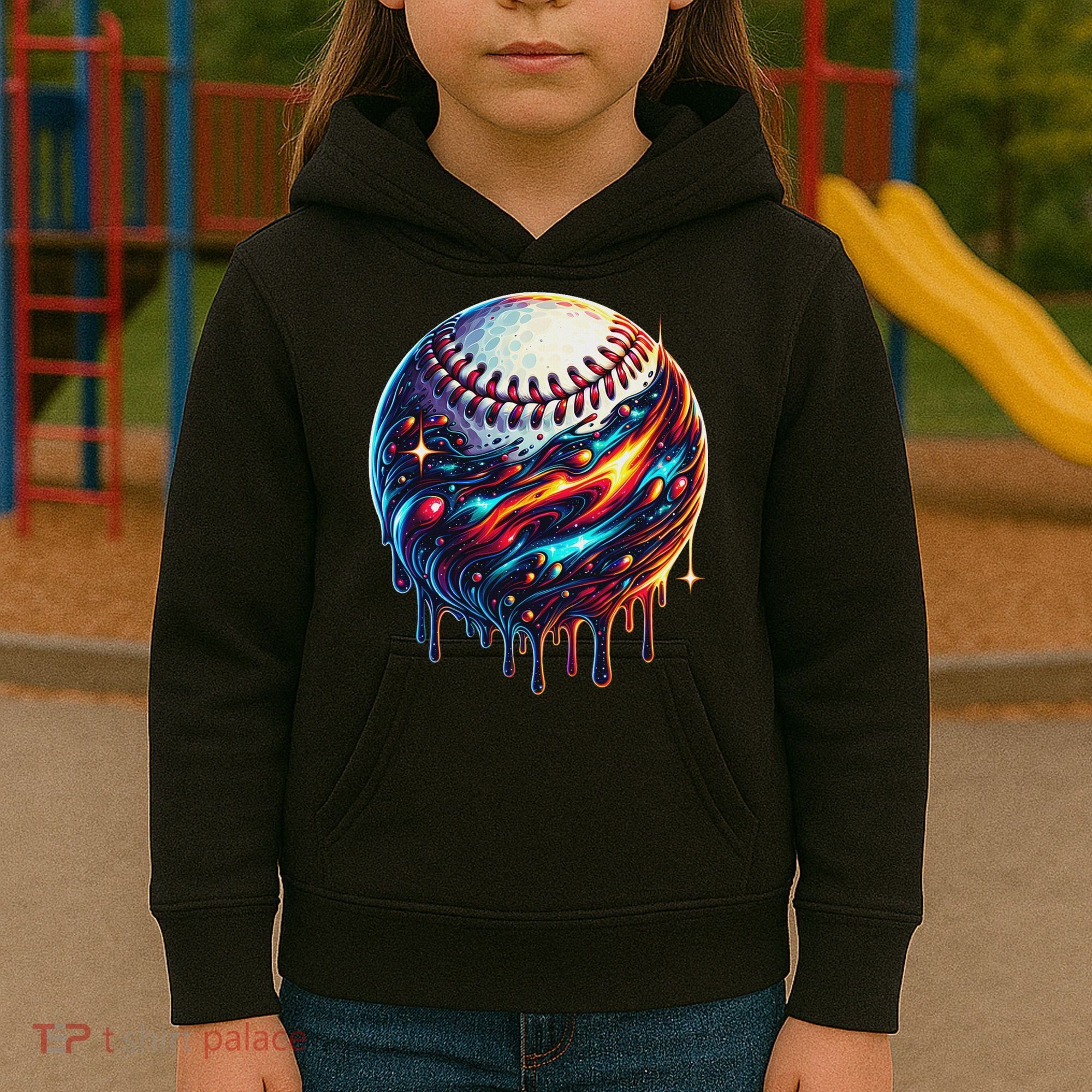 Baseball Planet Drip Baseball Drip Baseball Ice Cream Drip Kids Hoodie