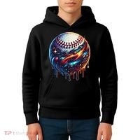 Baseball Planet Drip Baseball Drip Baseball Ice Cream Drip Kids Hoodie thumb 4