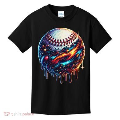 Baseball Planet Drip Baseball Drip Baseball Ice Cream Drip Kids T-Shirt