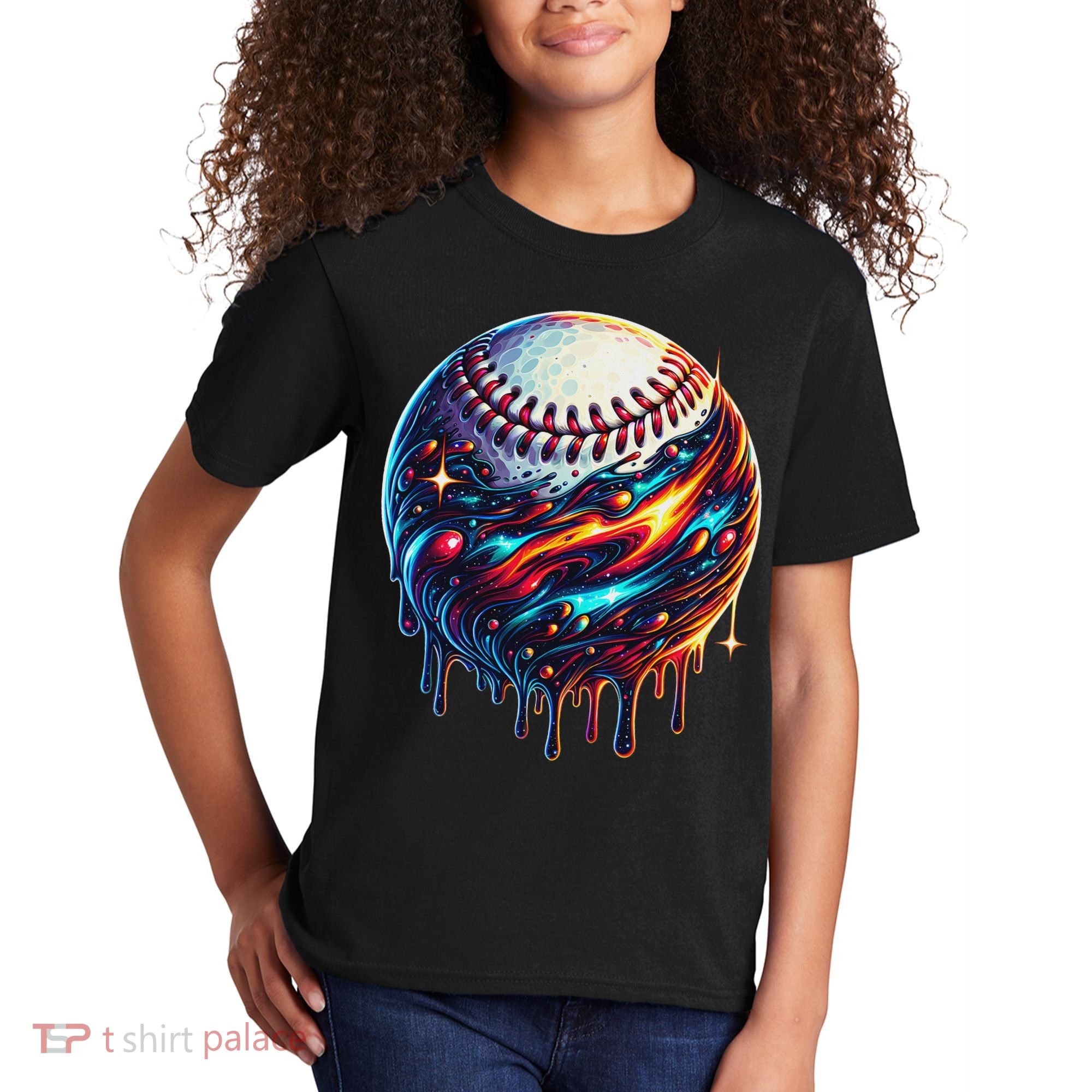 Baseball Planet Drip Baseball Drip Baseball Ice Cream Drip Kids T-Shirt
