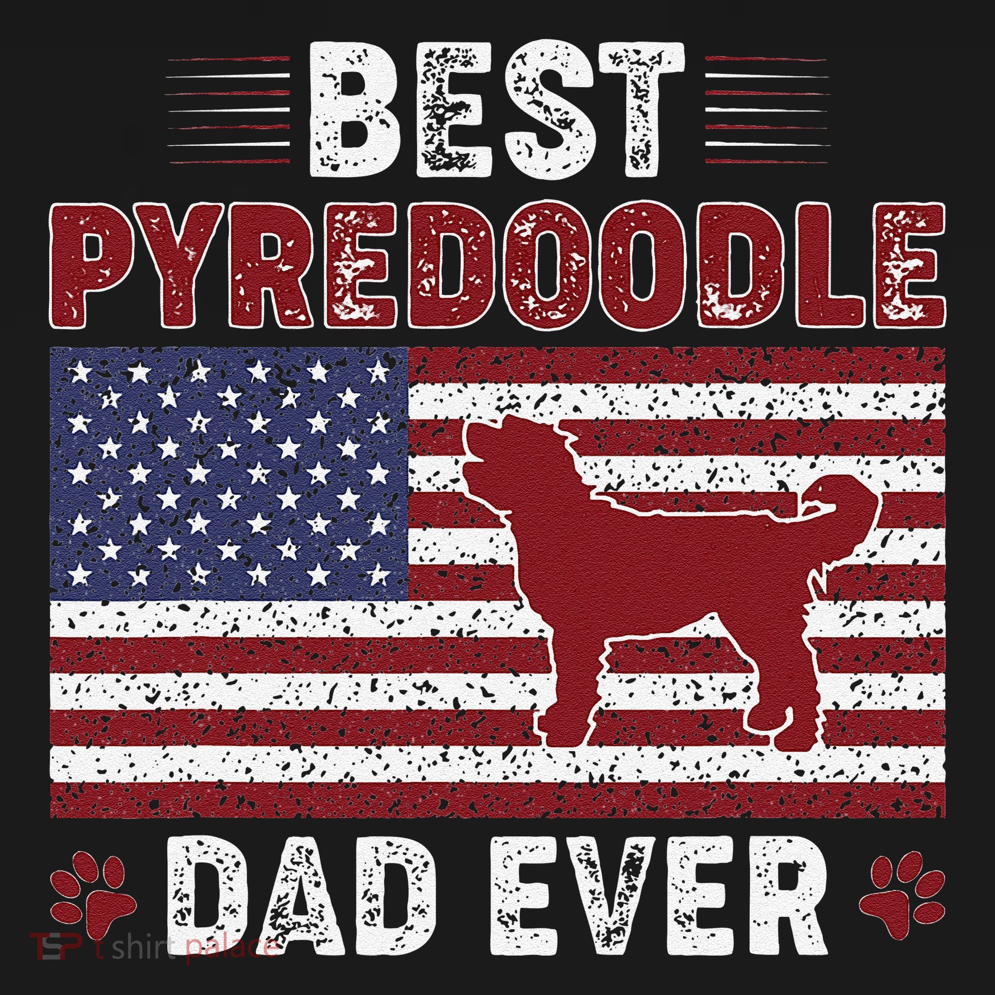 Best Pyredoodle Dad Ever American Flag Dog Dad Apron
