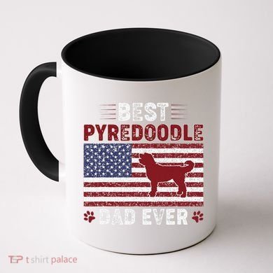Best Pyredoodle Dad Ever American Flag Dog Dad Coffee Mug