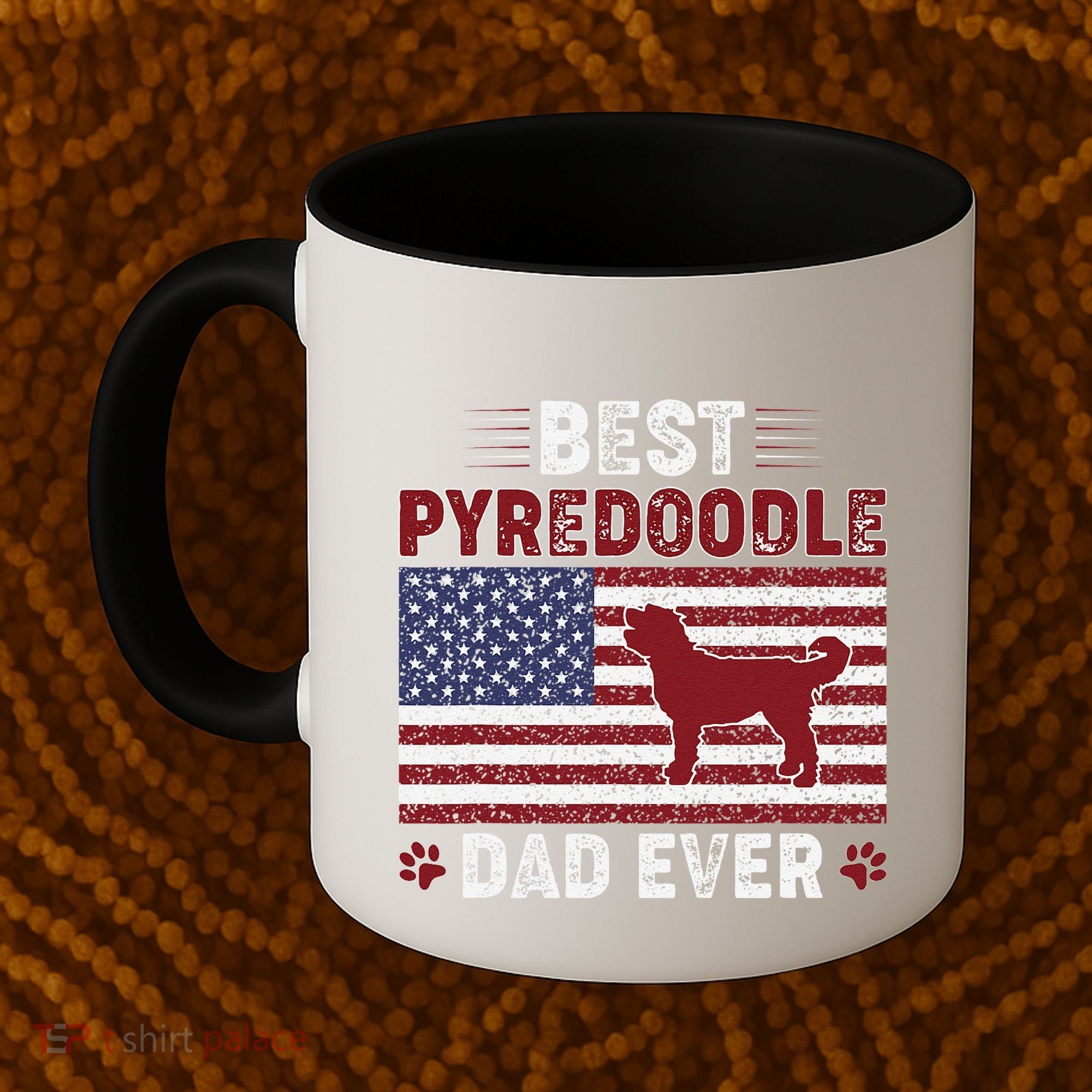 Best Pyredoodle Dad Ever American Flag Dog Dad Coffee Mug