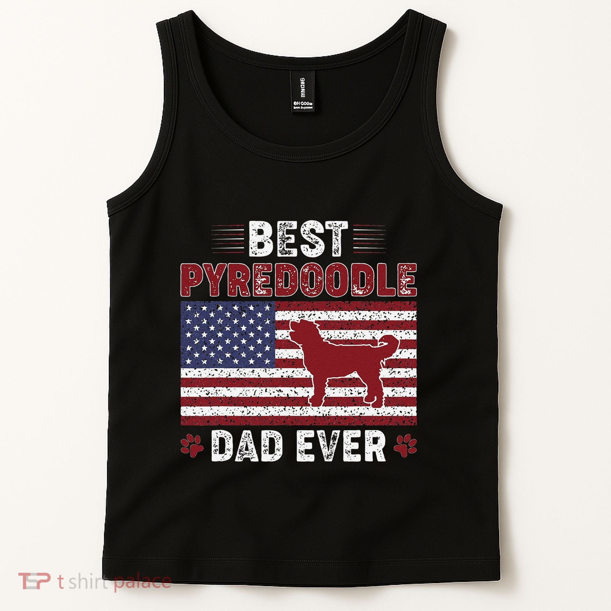 Best Pyredoodle Dad Ever American Flag Dog Dad Tank Top