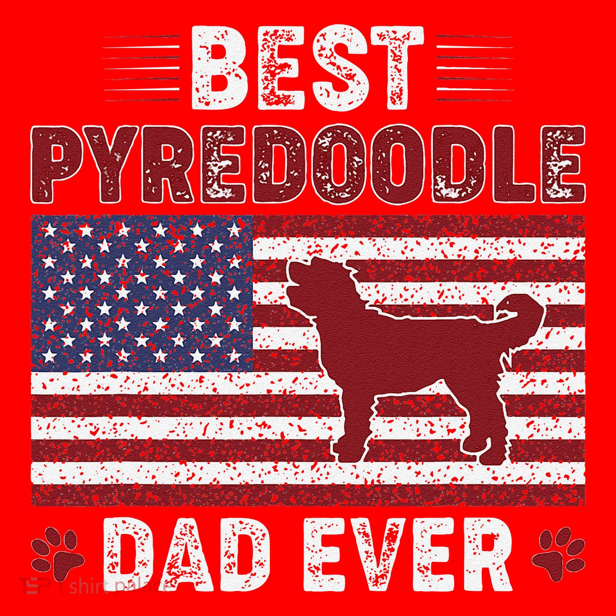 Best Pyredoodle Dad Ever American Flag Dog Dad Santa Hat