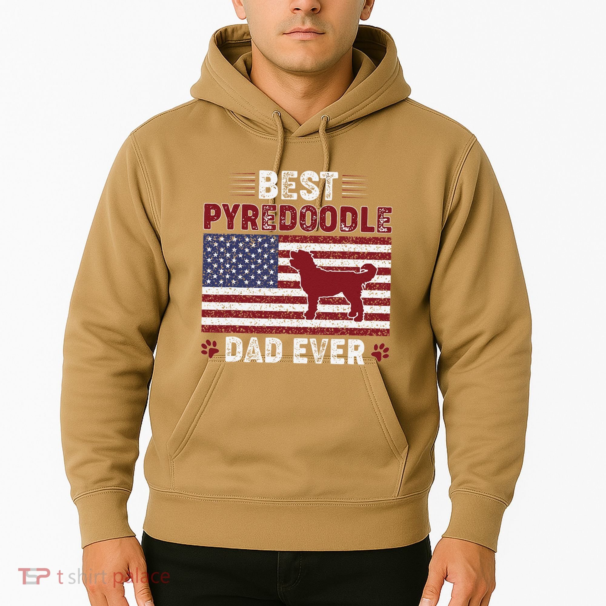 Best Pyredoodle Dad Ever American Flag Dog Dad Hoodie
