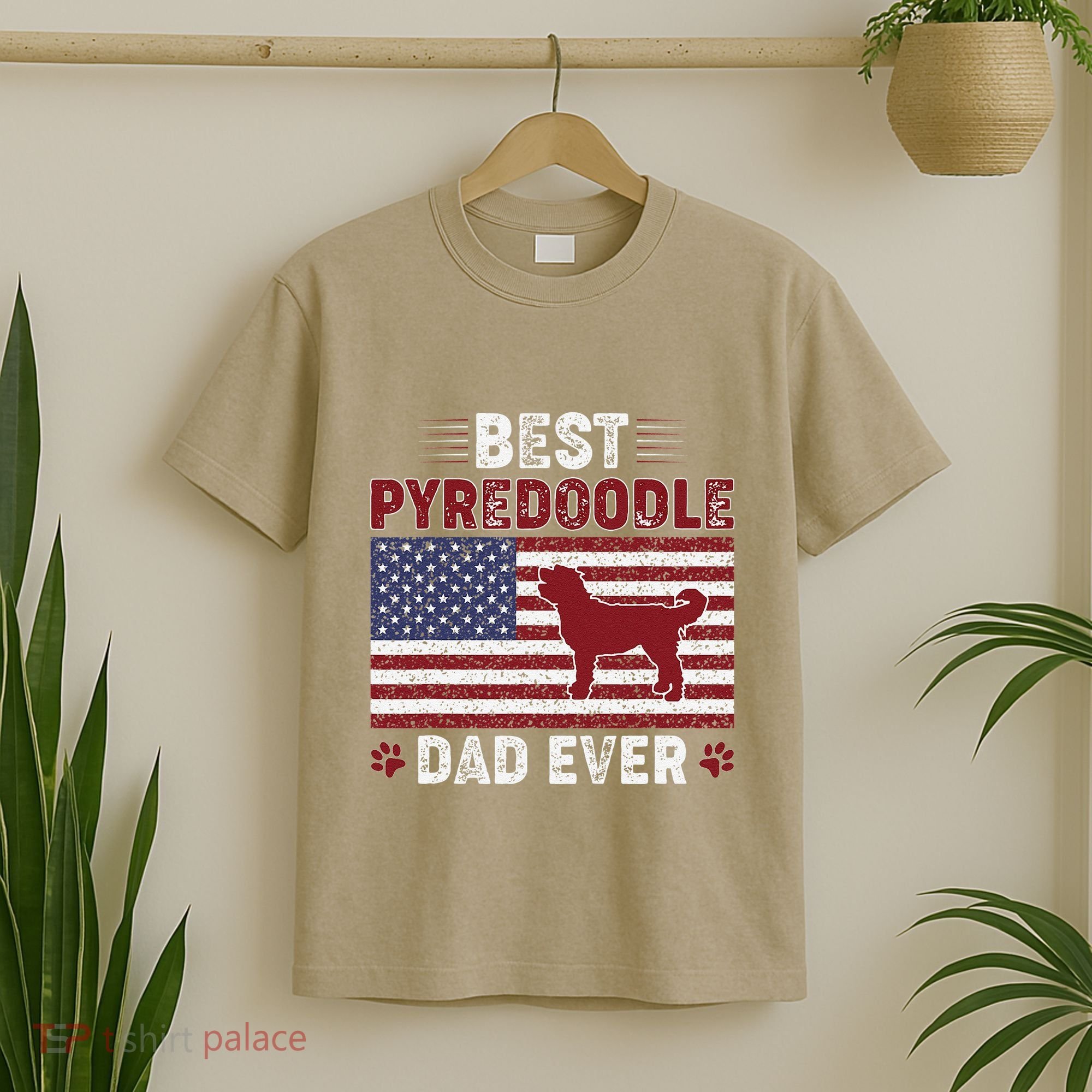 Best Pyredoodle Dad Ever American Flag Dog Dad T-Shirt