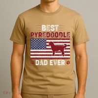 Best Pyredoodle Dad Ever American Flag Dog Dad T-Shirt thumb 3