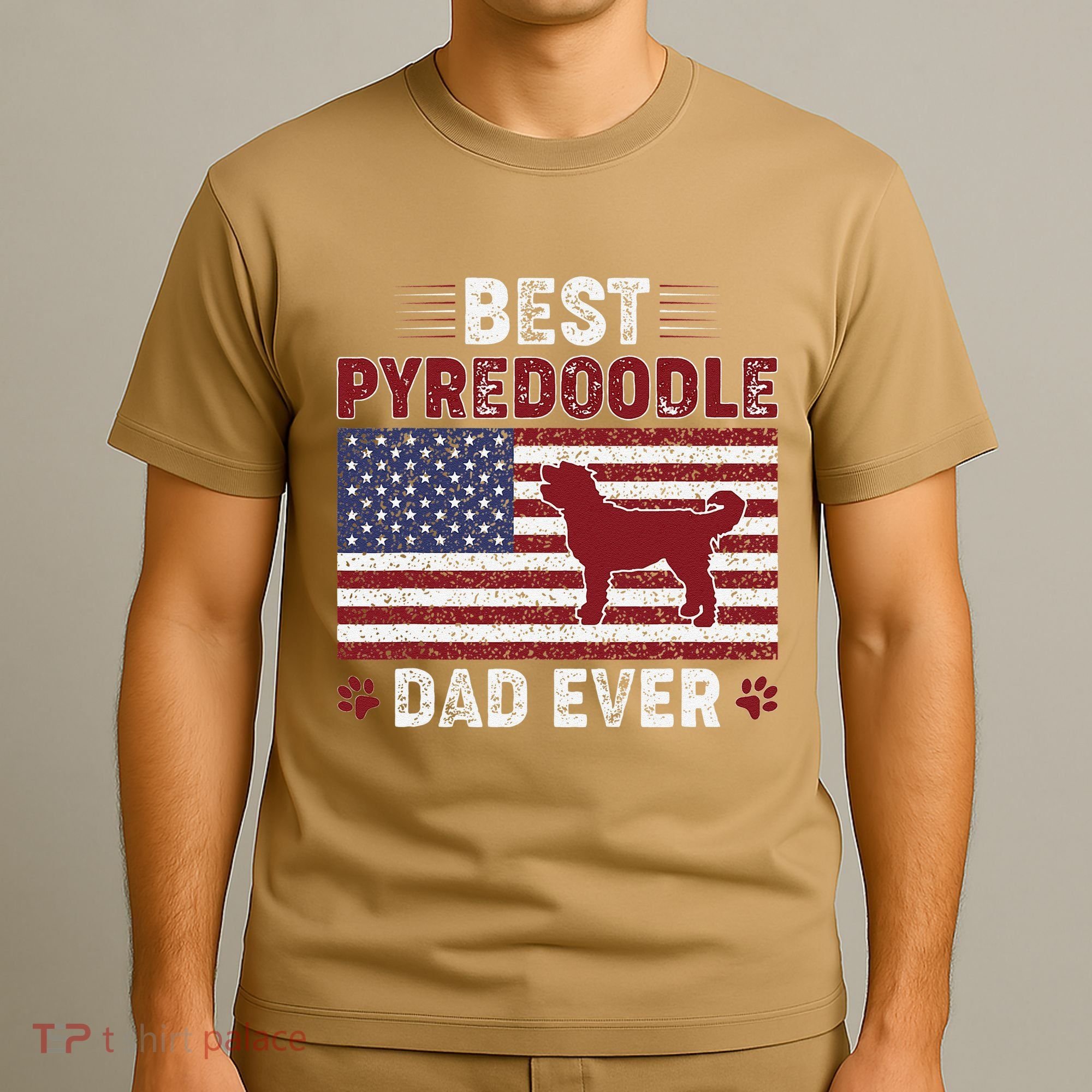 Best Pyredoodle Dad Ever American Flag Dog Dad T-Shirt