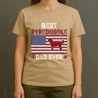 Best Pyredoodle Dad Ever American Flag Dog Dad T-Shirt thumb 4