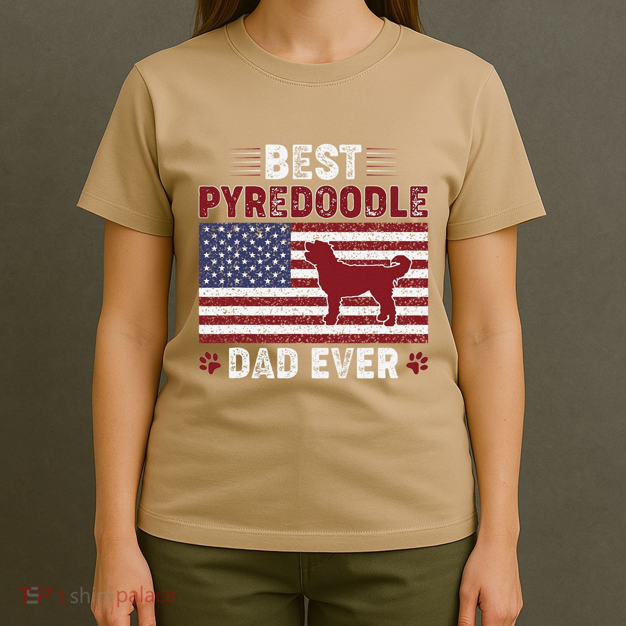 Best Pyredoodle Dad Ever American Flag Dog Dad T-Shirt