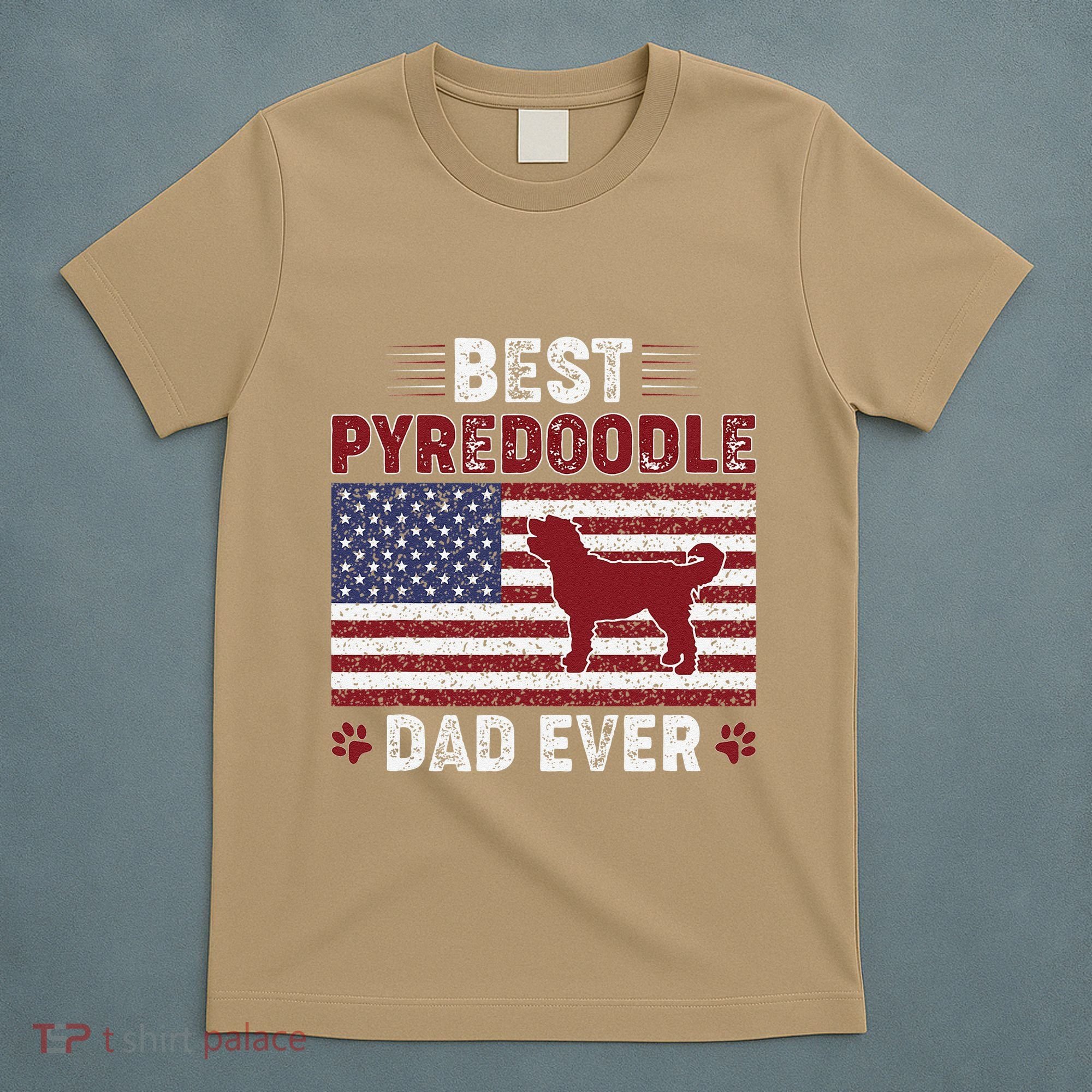 Best Pyredoodle Dad Ever American Flag Dog Dad T-Shirt