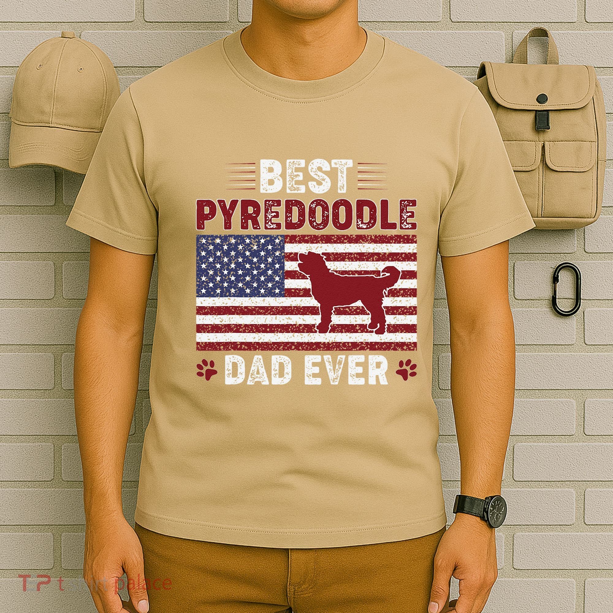 Best Pyredoodle Dad Ever American Flag Dog Dad T-Shirt