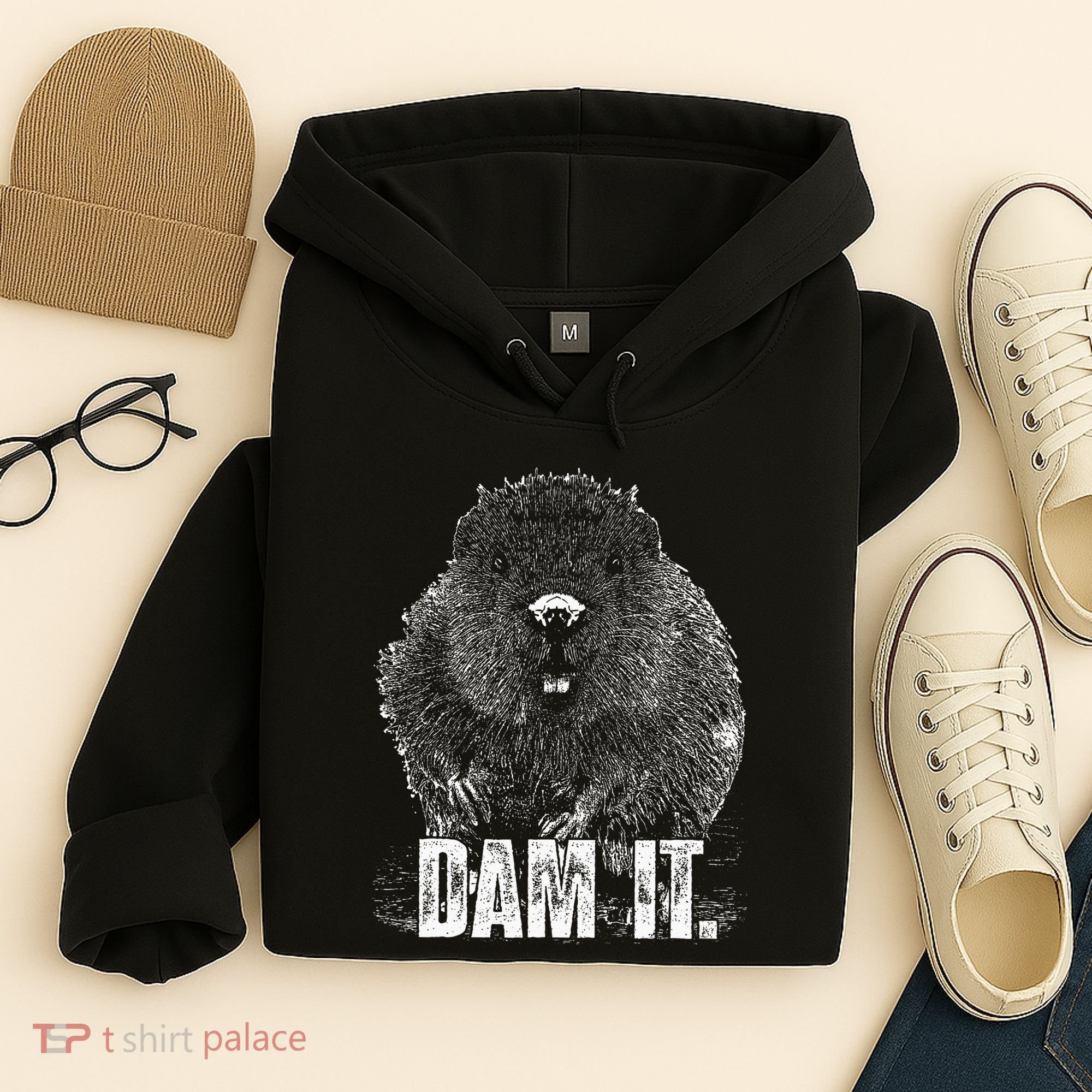 Beaver Pun Dam It Language Joke Beavers Rodents Lover Hoodie