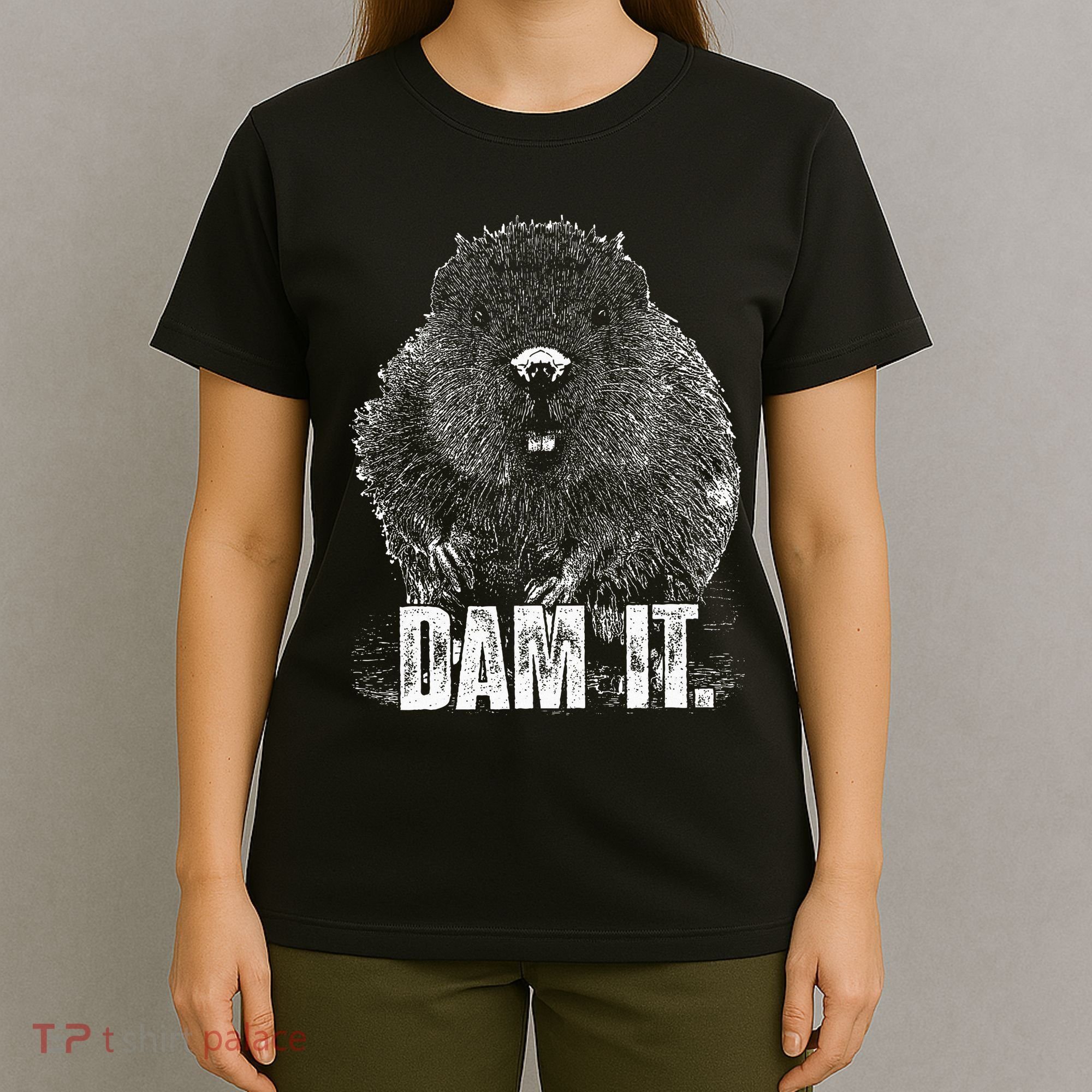 Beaver Pun Dam It Language Joke Beavers Rodents Lover T-Shirt
