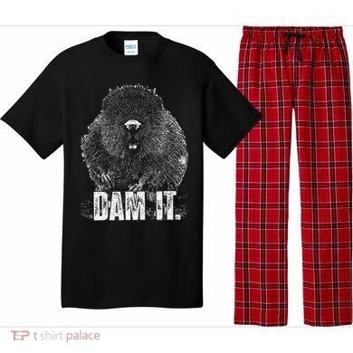 Beaver Pun Dam It Language Joke Beavers Rodents Lover Pajama Set
