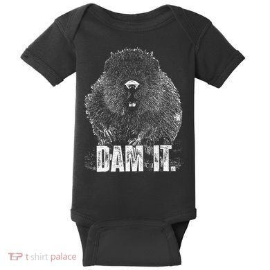 Beaver Pun Dam It Language Joke Beavers Rodents Lover Baby Bodysuit