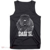 Beaver Pun Dam It Language Joke Beavers Rodents Lover Tank Top thumb 0