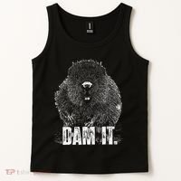 Beaver Pun Dam It Language Joke Beavers Rodents Lover Tank Top thumb 2