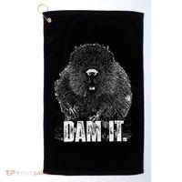 Beaver Pun Dam It Language Joke Beavers Rodents Lover Golf Towel thumb 0