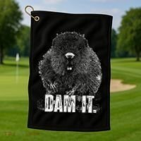 Beaver Pun Dam It Language Joke Beavers Rodents Lover Golf Towel thumb 1
