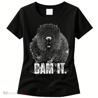 Beaver Pun Dam It Language Joke Beavers Rodents Lover Women's T-Shirt