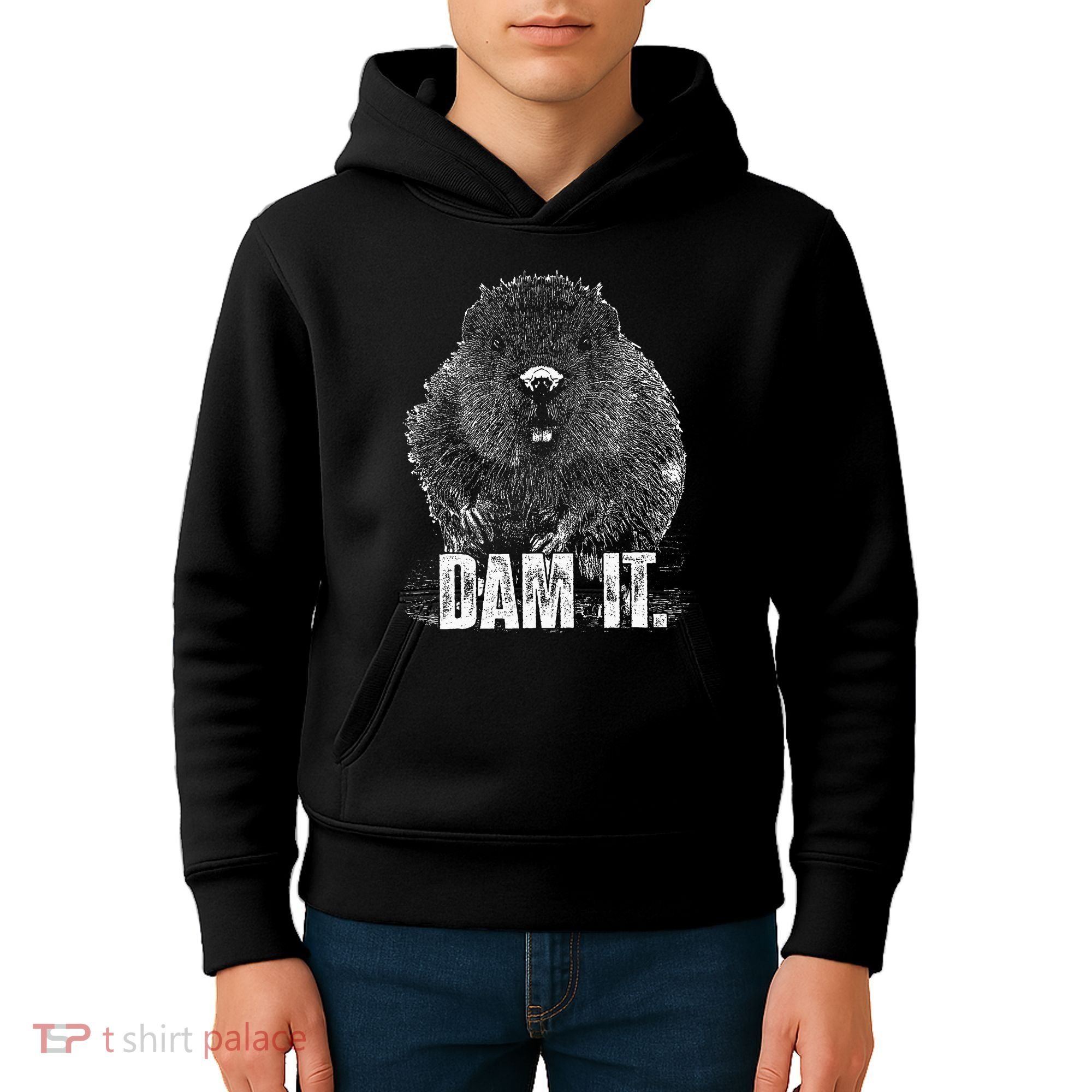 Beaver Pun Dam It Language Joke Beavers Rodents Lover Kids Hoodie
