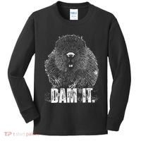 Beaver Pun Dam It Language Joke Beavers Rodents Lover Kids Long Sleeve Shirt thumb 0