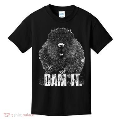 Beaver Pun Dam It Language Joke Beavers Rodents Lover Kids T-Shirt