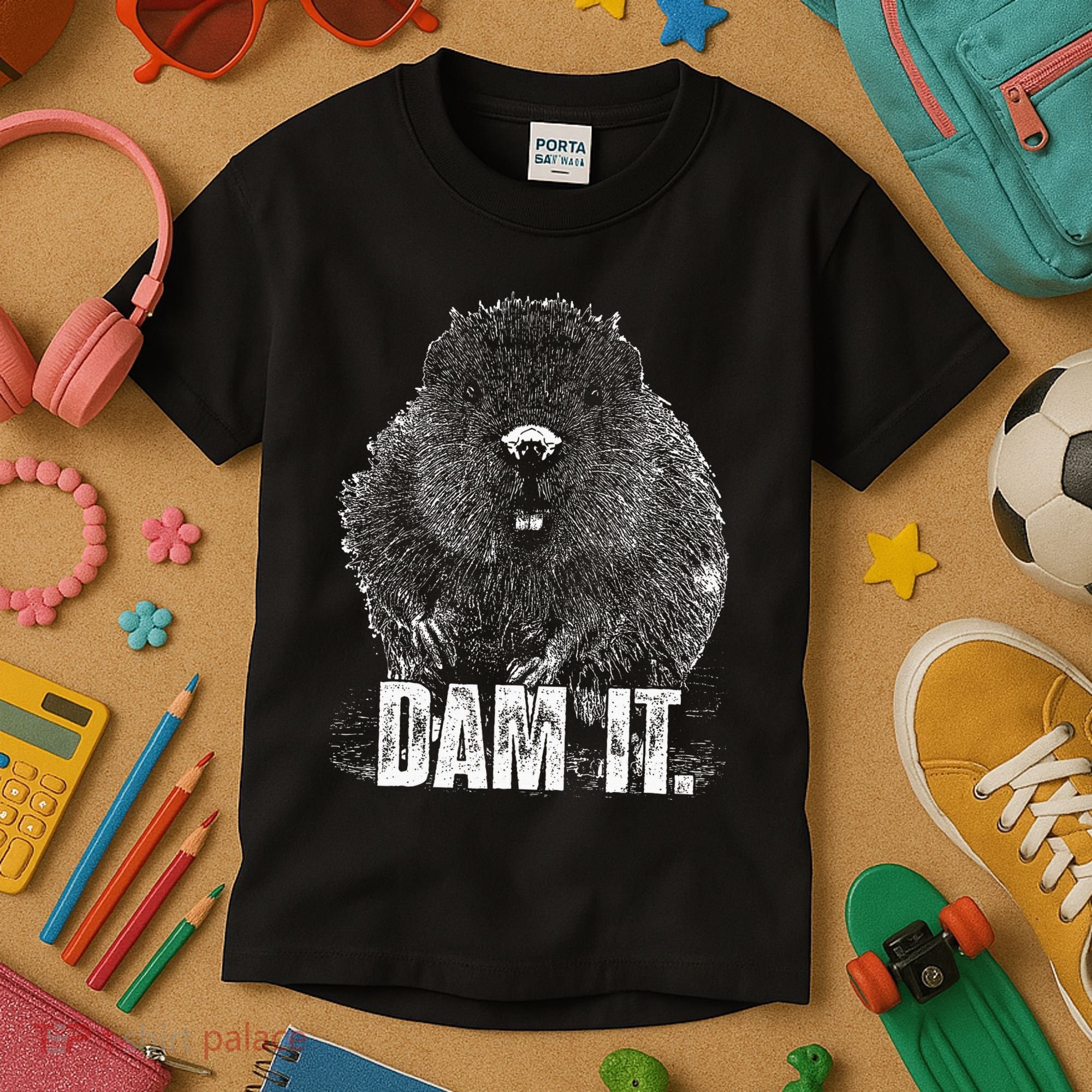 Beaver Pun Dam It Language Joke Beavers Rodents Lover Kids T-Shirt