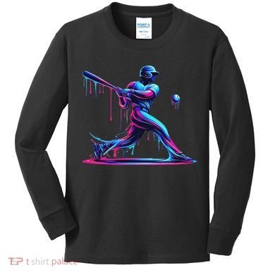 Baseball Player Drip For N Ice Cream Kids Long Sleeve Shirt