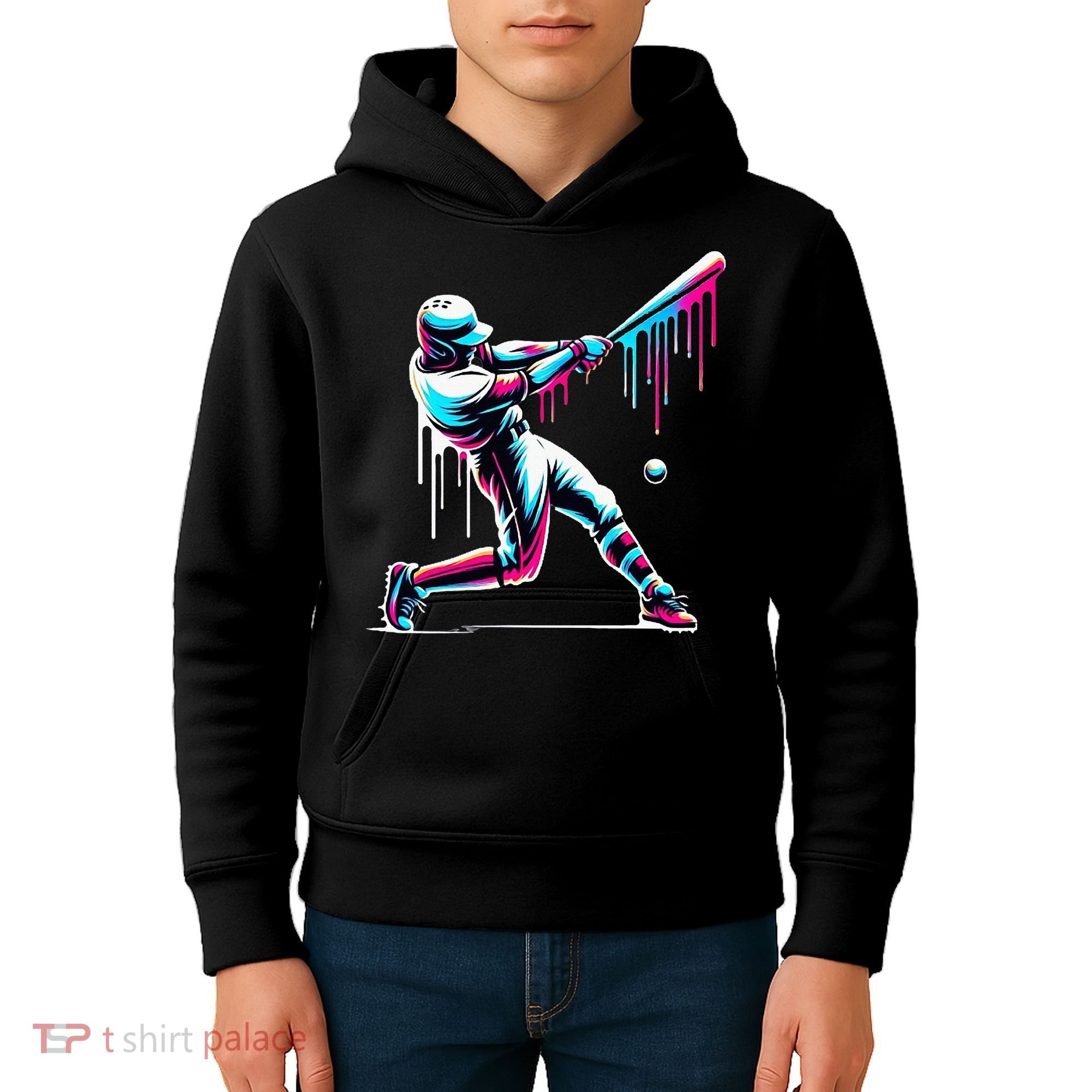 Baseball Player Drip Kids Hoodie