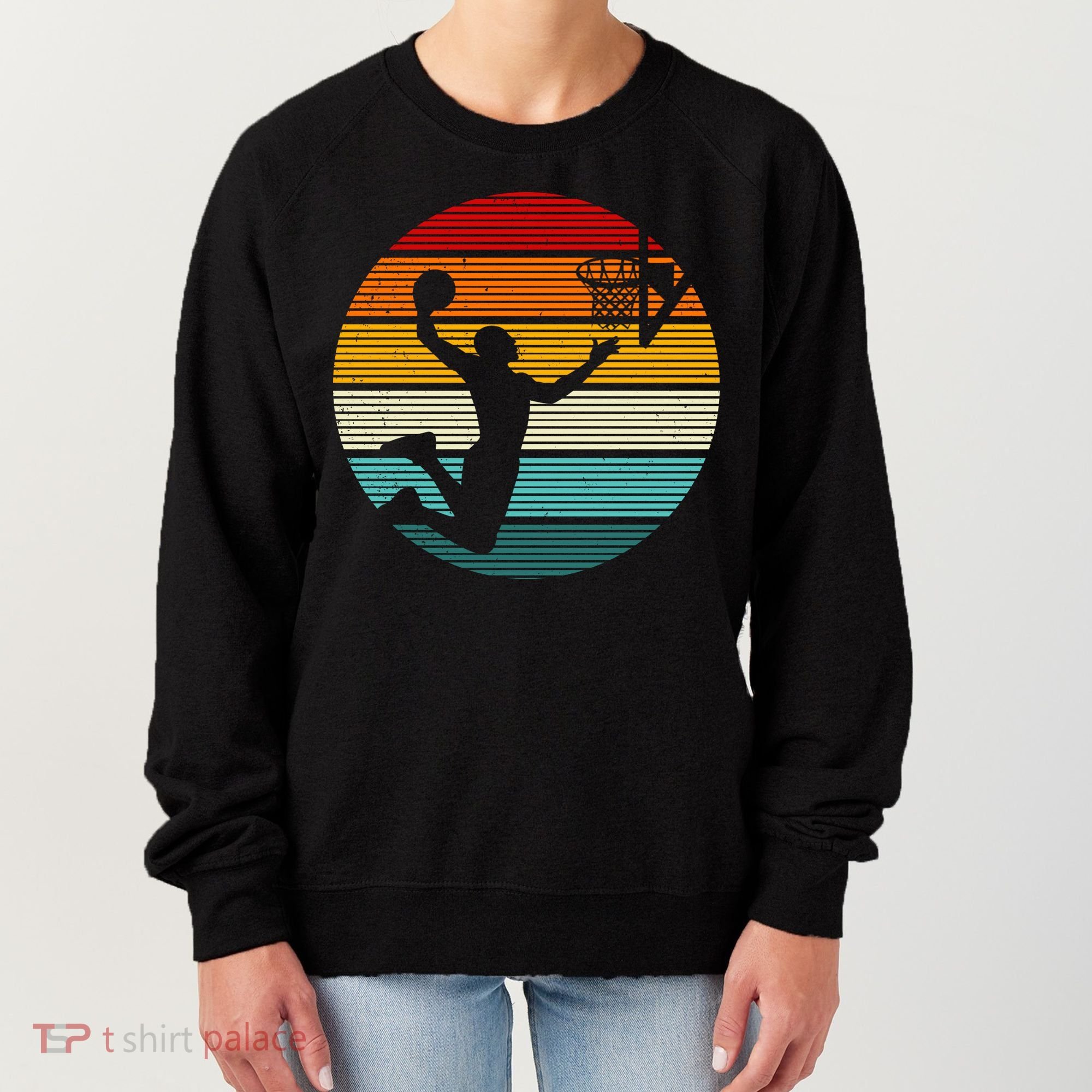 Basketball Player Dunk Retro Sunset Women's Sweatshirt