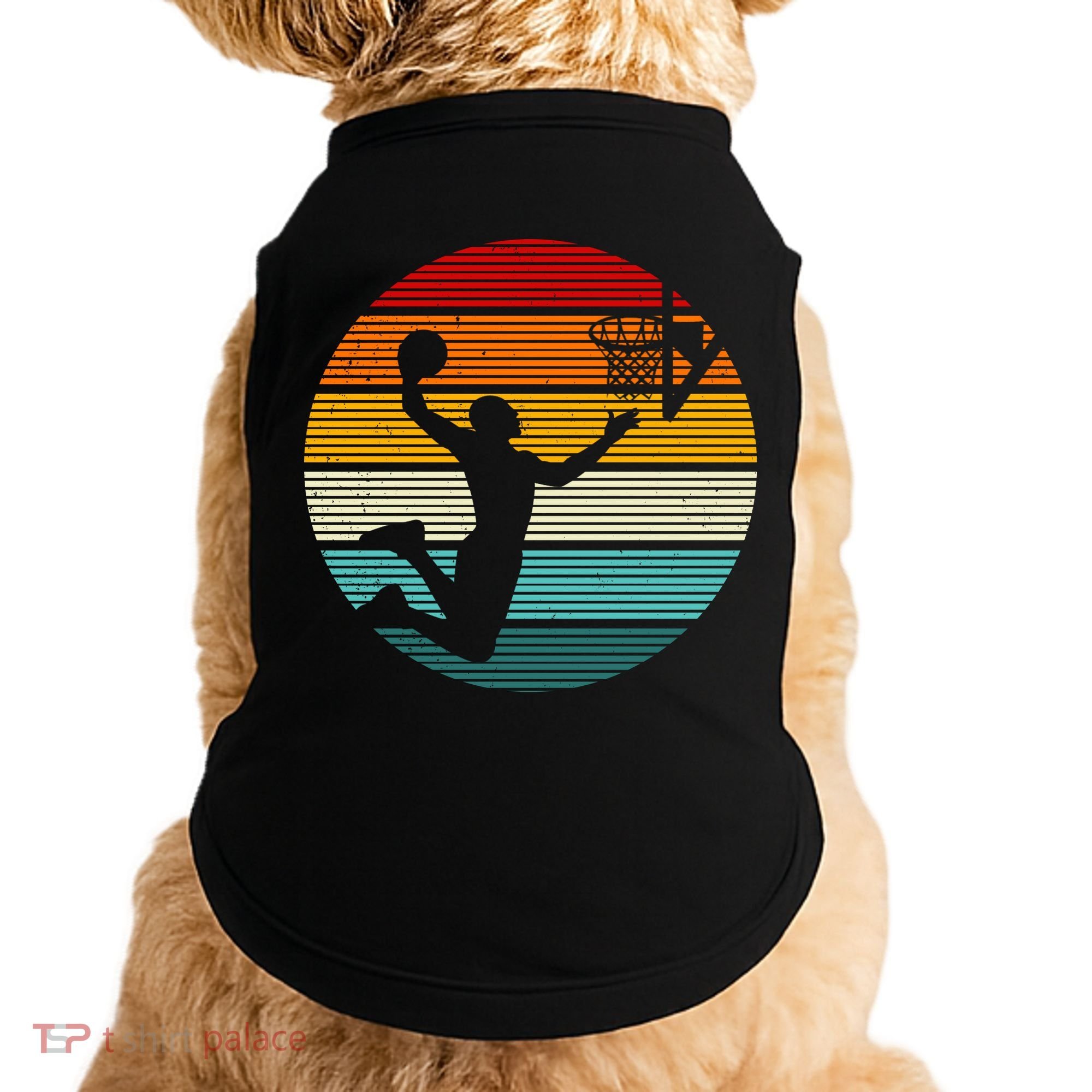 Basketball Player Dunk Retro Sunset Doggie Tank