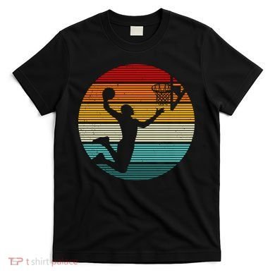 Basketball Player Dunk Retro Sunset T-Shirt
