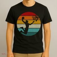 Basketball Player Dunk Retro Sunset T-Shirt thumb 3