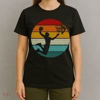 Basketball Player Dunk Retro Sunset T-Shirt thumb 4